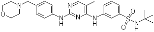 N-叔丁基-3-(5-甲基-2-(4-(吗啉甲基)苯基氨基)嘧啶-4-基氨基)苯磺酰胺分子结构 (CAS 936091-15-5)