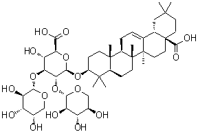 (3beta)-17-羧基-28-去甲齐墩果-12-烯-3-基 O-alpha-L-阿拉伯吡喃糖基-(1→3)-O-[beta-D-吡喃木糖基-(1→2)]-beta-D-吡喃葡糖苷酸分子结构 (CAS 96158-13-3)