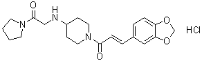 1-[(2E)-3-(1,3-苯并二氧杂环戊烯-5-基)-1-氧代-2-丙烯基]-N-[2-氧代-2-(1-吡咯烷基)乙基]-4-哌啶胺单盐酸盐分子结构 (CAS 97167-72-1)