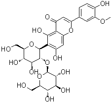 6-(2-O-beta-D-吡喃葡萄糖基-beta-D-吡喃葡萄糖基)-5,7-二羟基-2-(4-羟基-3-甲氧基苯基)-4H-1-苯并吡喃-4-酮分子结构 (CAS 97605-25-9)