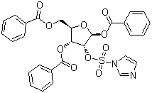 2-(1'-咪唑磺酰氧基)-1,3,5-三苯甲酰氧基-alpha-D-呋喃核糖分子结构 (CAS 97614-42-1)